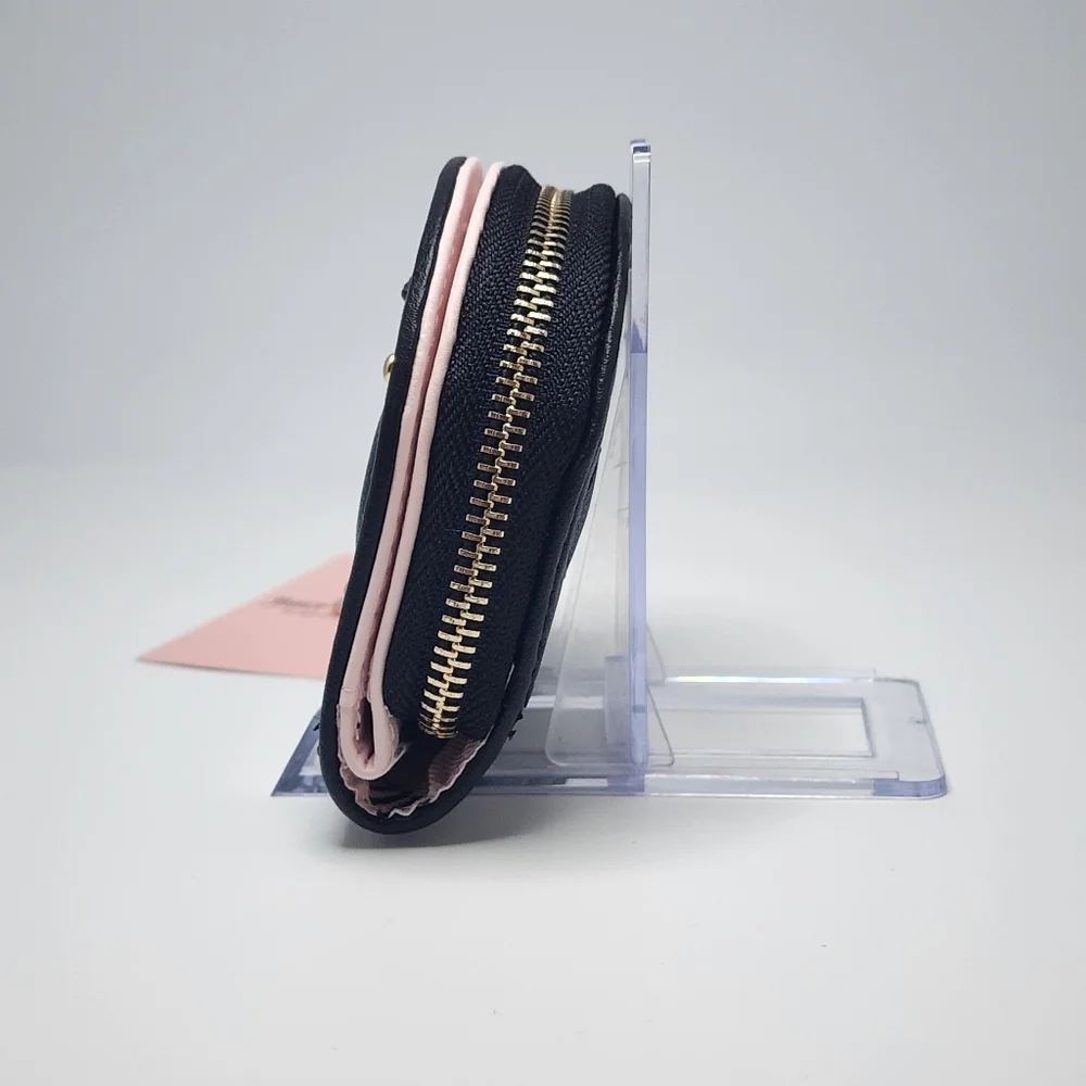 Juicy Couture Black Quilted Coin Purse with Mirror NWT Gold Studs & JC Logo